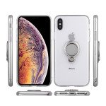 Wholesale iPhone Xs Max Ring Stand Transparent Case with Metal Plate (Clear)